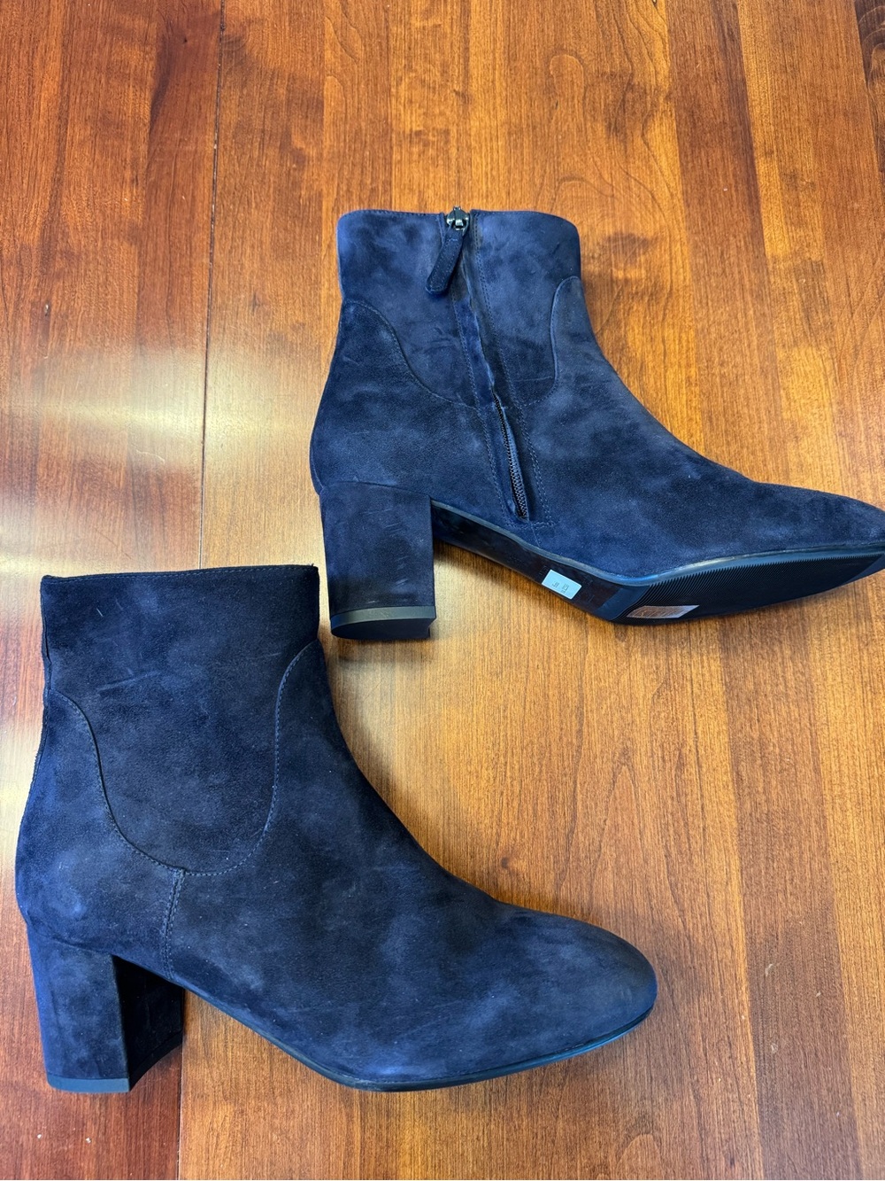 LK Bennett Navy Suede Block Heel Ankle Boots